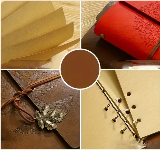 Vintage PU Leather Notebook with 2 Pens, Tree Design, 3-Piece Set | Notes 3pcs Set, Vintage Spiral Notebook And 2 Stylish Black Golden Neutral Pens, Featuring a Whimsical Tree Design