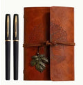 Vintage PU Leather Notebook with 2 Pens, Tree Design, 3-Piece Set | Notes 3pcs Set, Vintage Spiral Notebook And 2 Stylish Black Golden Neutral Pens, Featuring a Whimsical Tree Design