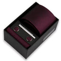 Men's Necktie & Pocket Square Set with Tie Clip and Cufflinks
