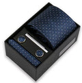 Men's Necktie & Pocket Square Set with Tie Clip and Cufflinks
